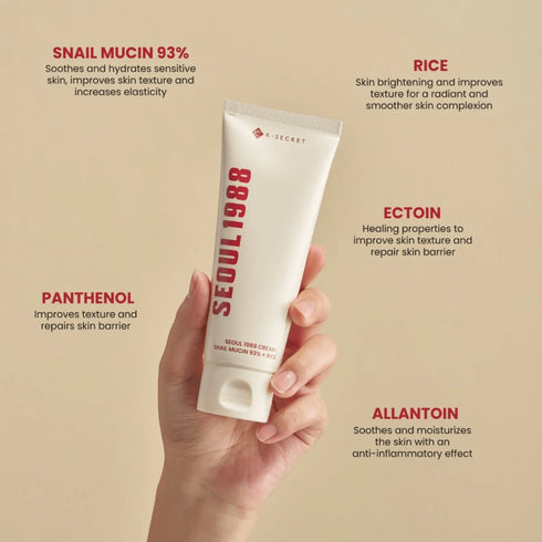 Cream : Snail Mucin 93% + Rice, 100 ml - WowSkin Romania