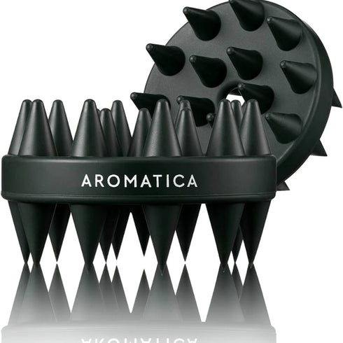 Îmbunătățește-ți rutina de îngrijire a părului cu peria de masaj pentru scalp Aromatica. Reduce mătreața și susține sănătatea scalpului cu ajutorul designului dublu eficient.