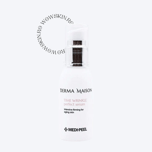 Întoarceți ceasul înapoi cu TIME WRINKLE Perfect Serum de la DERMA MAISON, o soluție sofisticată pentru întărirea intensivă a pielii îmbătrânite. Acest ser premium este formulat pentru a netezi liniile fine și ridurile, oferind o strălucire tinerească. Designul elegant al flaconului cu pompiță albă reflectă abordarea modernă a serului în ceea ce privește îngrijirea pielii