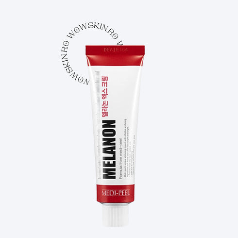 Vizați hiperpigmentarea și obțineți un ton mai uniform al pielii cu crema Melanon X Cream de la MEDI-PEEL. Acest tratament specializat este formulat pentru a estompa petele întunecate și a reduce producția de melanină, asigurând un ten mai clar și mai luminos. Găzduită într-un tub izbitor de culoare roșie și albă, această cremă este un accesoriu puternic pentru orice rutină de îngrijire a pielii axată pe combaterea decolorării