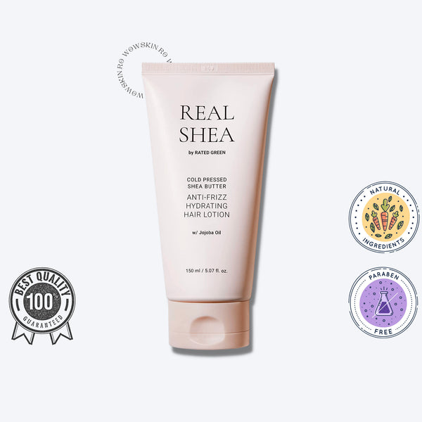 Lozione idratante anti-crespo per capelli Real Shea (con olio di jojoba)