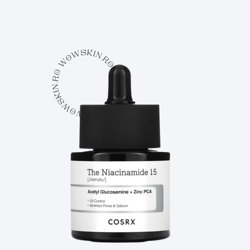 COSRX The Niacinamide 15 Serum reduce vizibil excesul de sebum și dimensiunea porilor pentru un ten curat și neted. Concentrație mare de 15% niacinamide pentru reglarea imperfecțiunilor. wowskin.ro