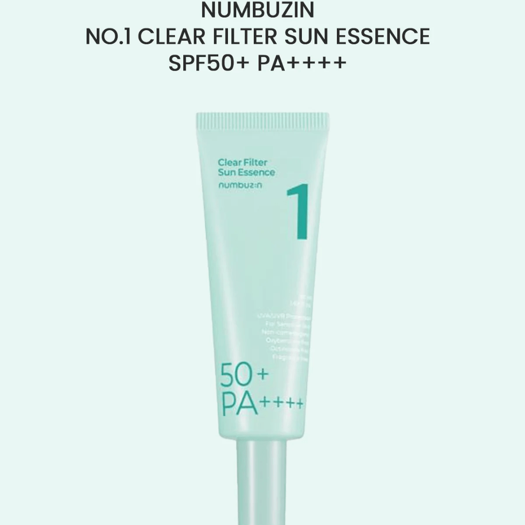 Protejează-ți pielea cu Numbuzin No. 1 Clear Filter Sun Essence SPF 50+ PA++++, soluția ideală pentru pielea sensibilă ce necesită protecție împotriva razelor UVA și UVB. Acest produs este special formulat pentru a oferi o barieră puternică împotriva soarelui, fără a bloca porii sau a irita pielea. Este liber de oxibenzonă și octinoxat, făcându-l perfect pentru utilizarea zilnică. Cu o textură ușoară și fără parfum, este soluția ideală pentru o protecție solară eficientă și confortabilă.