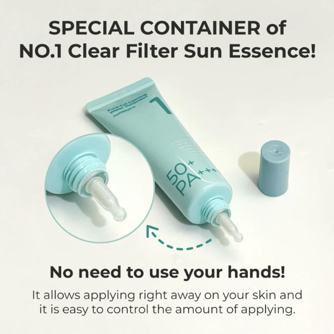 Protejează-ți pielea cu Numbuzin No. 1 Clear Filter Sun Essence SPF 50+ PA++++, soluția ideală pentru pielea sensibilă ce necesită protecție împotriva razelor UVA și UVB. Acest produs este special formulat pentru a oferi o barieră puternică împotriva soarelui, fără a bloca porii sau a irita pielea. Este liber de oxibenzonă și octinoxat, făcându-l perfect pentru utilizarea zilnică. Cu o textură ușoară și fără parfum, este soluția ideală pentru o protecție solară eficientă și confortabilă.