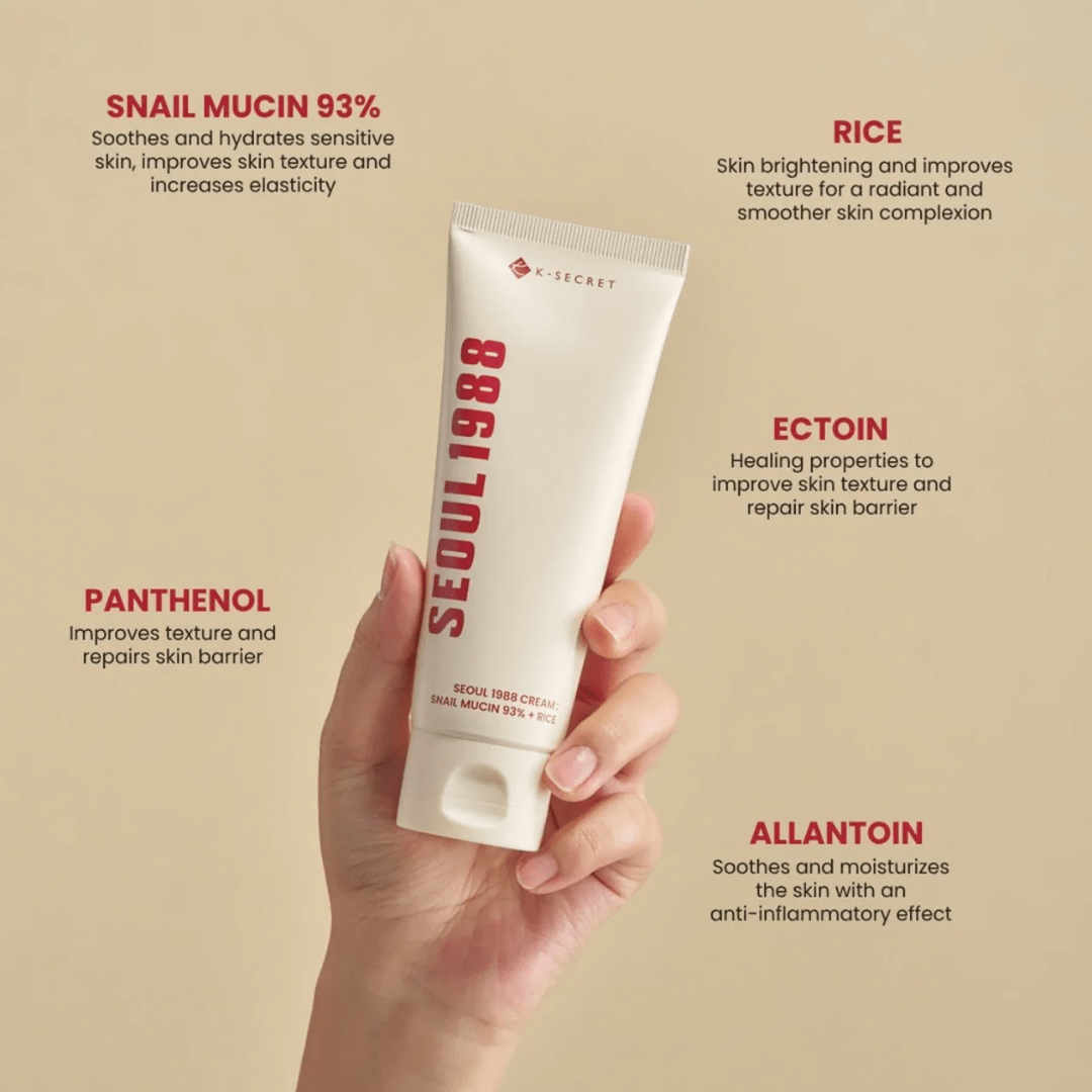 Cream : Snail Mucin 93% + Rice, 100 ml - WowSkin Romania