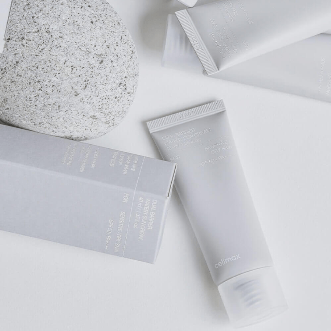 Aplicare Celimax Dual Barrier Watery Sun Cream – textură lejeră, finisaj natural