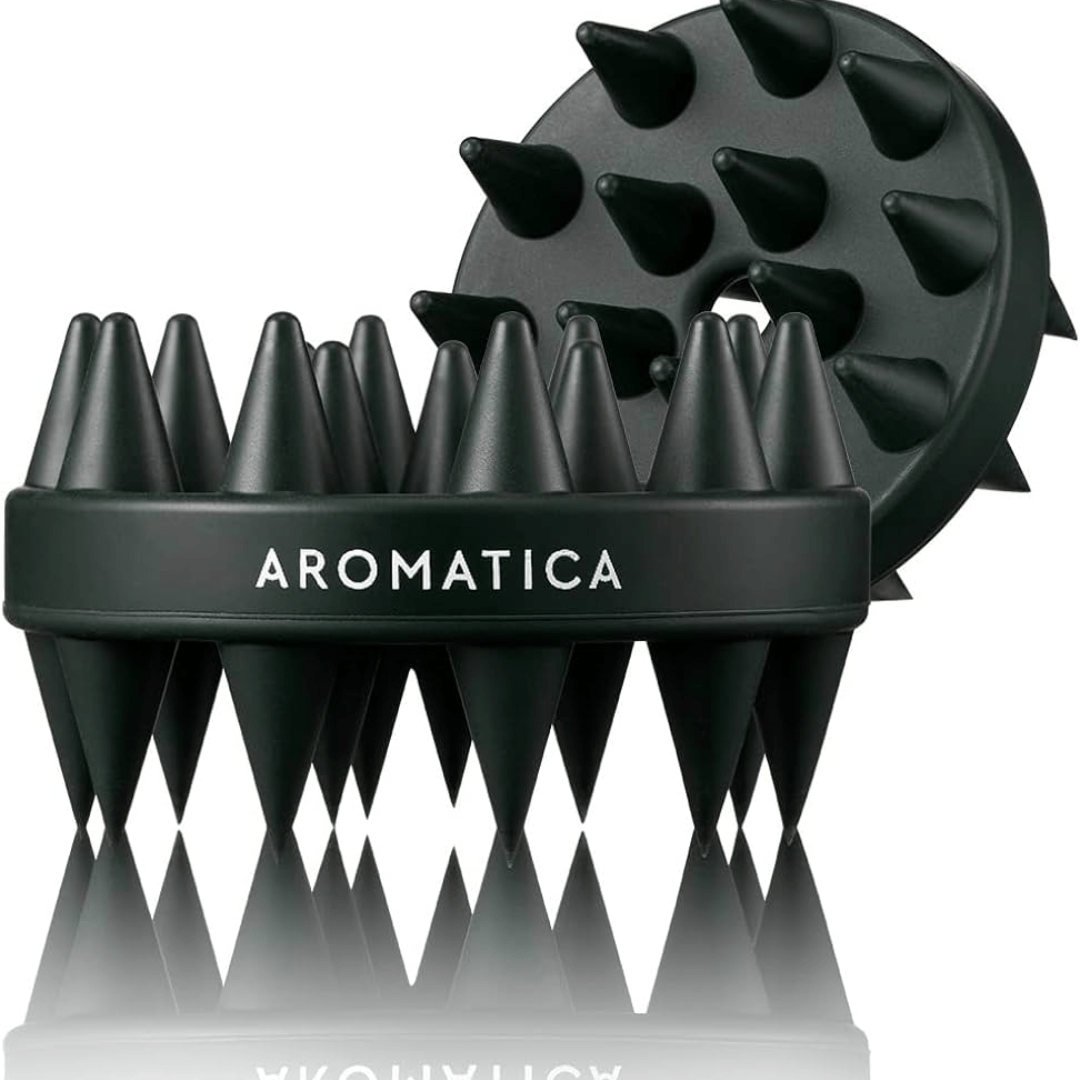 Îmbunătățește-ți rutina de îngrijire a părului cu peria de masaj pentru scalp Aromatica. Reduce mătreața și susține sănătatea scalpului cu ajutorul designului dublu eficient.