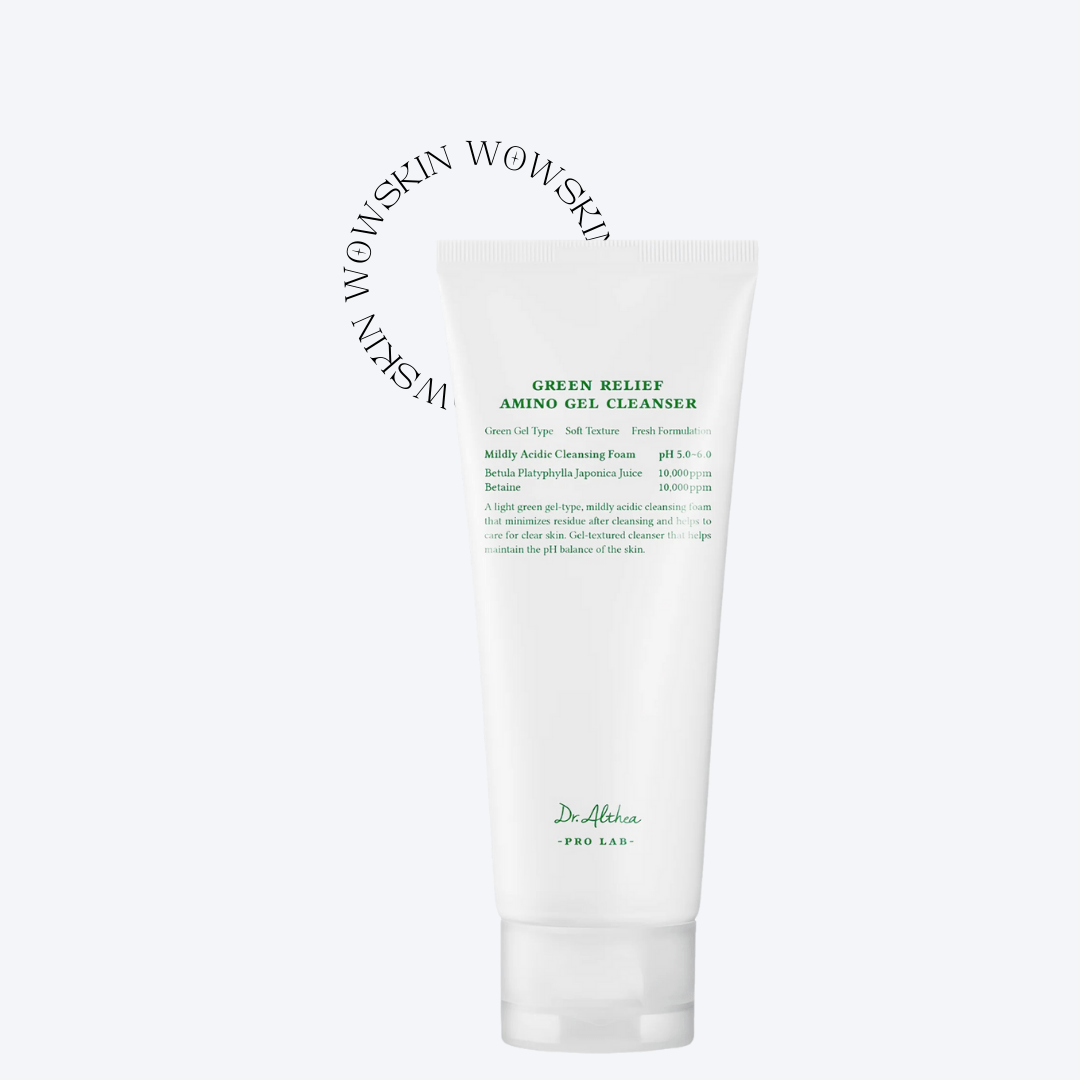 Gel de curățare facială delicat cu 17 aminoacizi, perfect pentru ten sensibil. Dr. Althea Green Relief curăță eficient fără să usuce pielea.