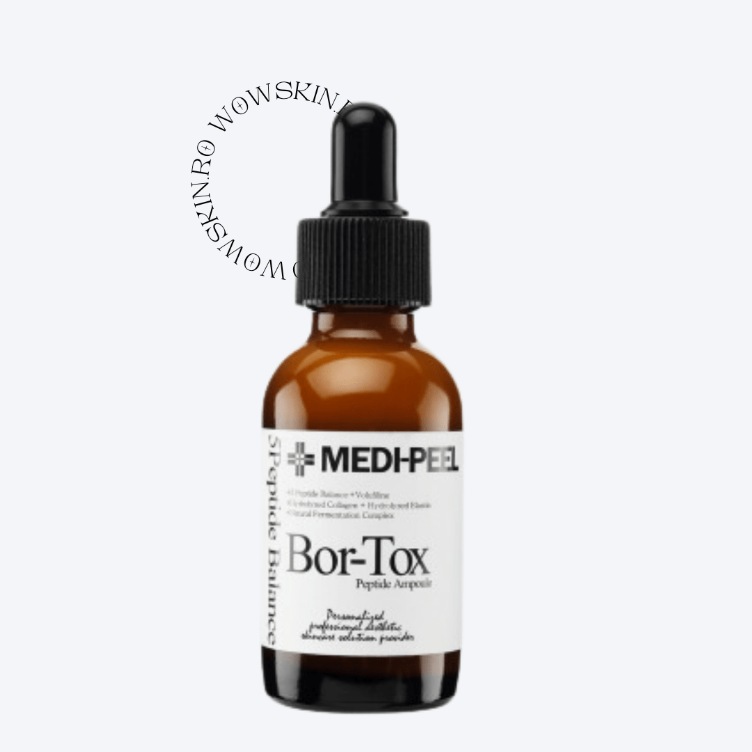 Vă prezentăm MEDPEEL Bor-Tox Peptide Ampoule, un elixir al tinereții pentru pielea dumneavoastră. Acest ser puternic, capturat pe un fundal cald, auriu, valorifică puterea peptidelor pentru a întineri și a restaura.Conceput pentru îngrijirea profesională a pielii la domiciliu, acesta vizează liniile fine și ridurile, promovând un ten mai neted și mai ferm. Formula Bor-Tox este o dovadă a dedicării MEDPEEL pentru soluții anti-îmbătrânire inovatoare și eficiente