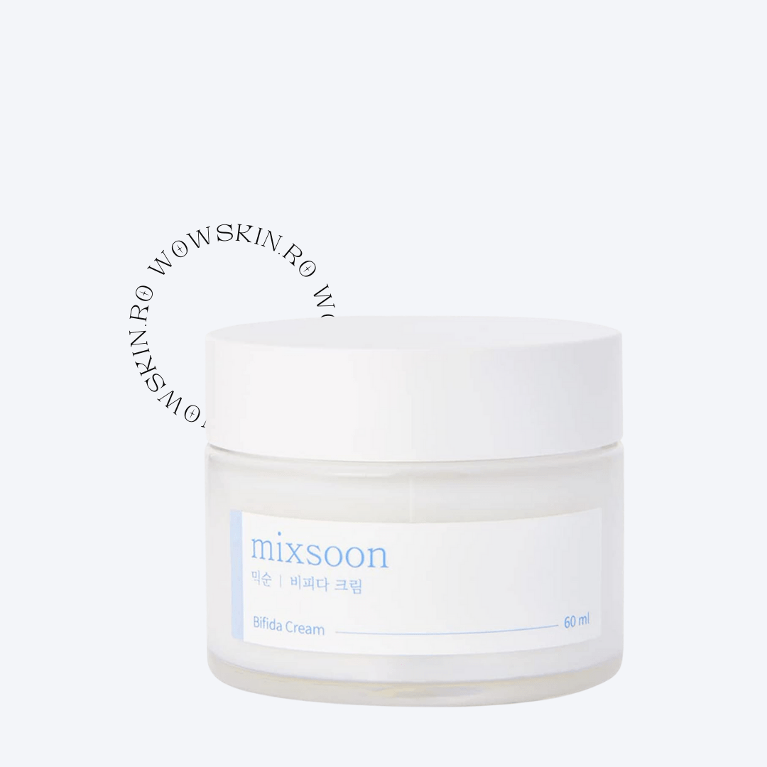 Mixsoon, Bifida cream, 60ml Răsfățați-vă cu îngrijirea îmbogățitoare a cremei Mixsoon Bifida Cream, elixirul dvs. de 60 ml pentru un ten rezistent și luminos. Creată pentru cei care prețuiesc puritatea în îngrijirea pielii, această cremă îmbină puterea lizatului de ferment Bifida cu o abordare minimalistă. Fiecare aplicare este un pas spre o piele fortificată care radiază de sănătate și vitalitate. Ideală pentru a hrăni apărarea naturală a pielii, oferind în același timp o hidratare profundă
