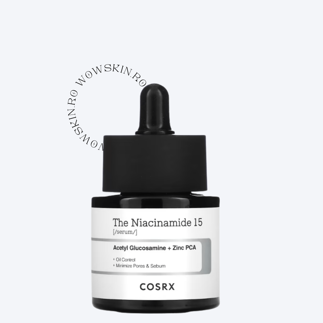COSRX The Niacinamide 15 Serum reduce vizibil excesul de sebum și dimensiunea porilor pentru un ten curat și neted. Concentrație mare de 15% niacinamide pentru reglarea imperfecțiunilor. wowskin.ro